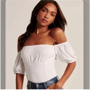 Abercrombie & Fitch White Off-Shoulder Bodysuit